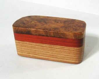 Maple Burl Wood Trinket Box Made of Four woods