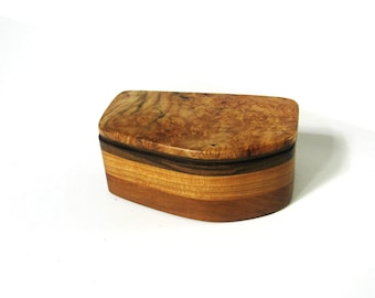 Spalted Maple Burl Wood Puzzle Box Made Of Three Woods