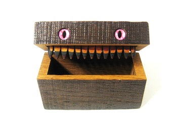Barnwood Creature box With Red Eyes
