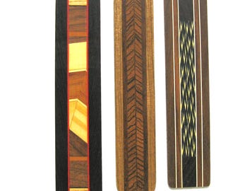 Set Of Three Bookmarks Made Of  Exotic Woods