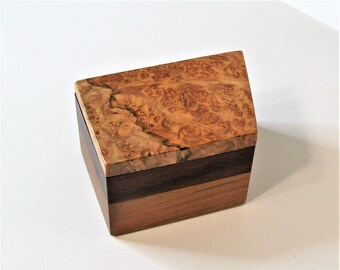Trinket Box Made Of  Three Woods Maple Burl Wood