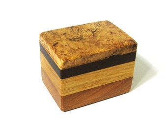 Spalted Maple Burl Wood Trinket Box Made Of Four Woods