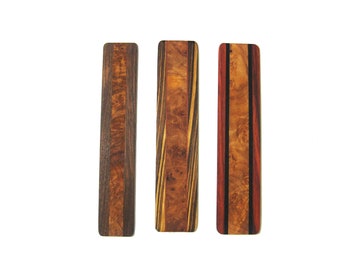 Set Of Three Bookmarks Made Of  Exotic Burl Woods