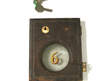 Three Wooden 1870's Post Office Box Doors with Key Locks
