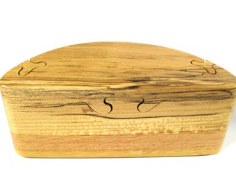Spalted Maple Wood Puzzle Box Made Of Three Woods
