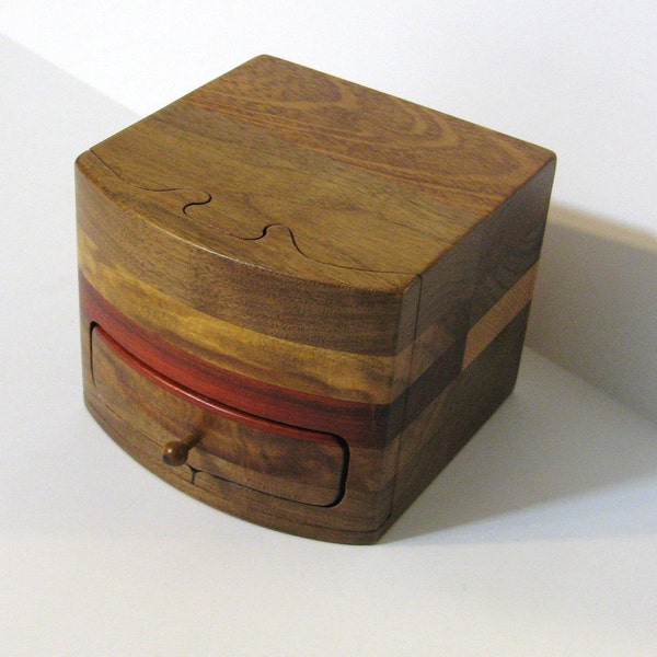 Puzzle Box Box With Secret Drawers Made of Five Woods