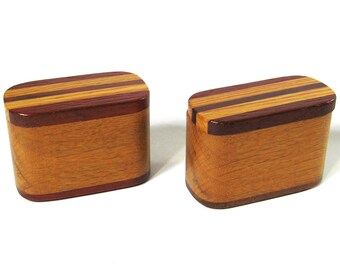 Pair Of Trinket Boxes Made of Four Woods
