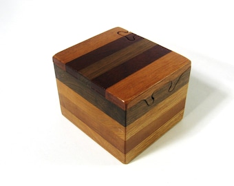 Puzzle Box Made Of Four Woods