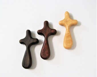 Set Of Three Comfort Crosses In Cloth Bags