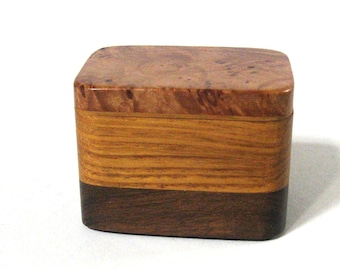 Maple Burl Wood Trinket Box Made Of Three woods