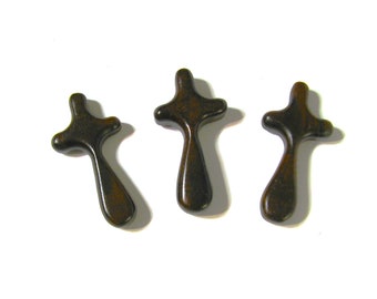 Set Of Three Walnut Comfort Crosses