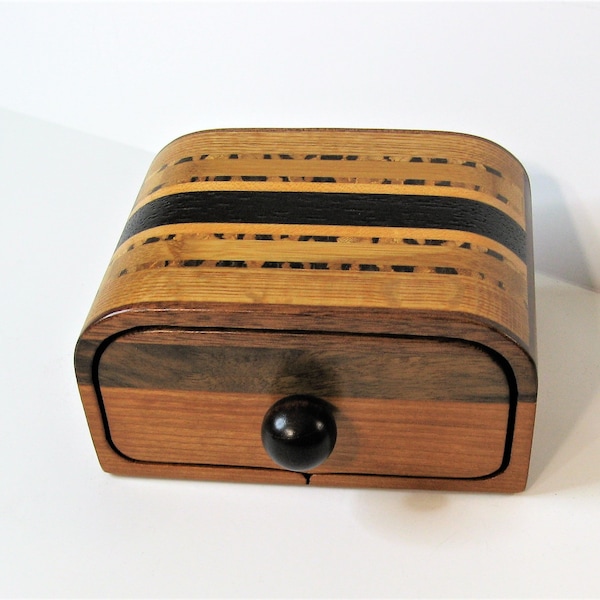 Puzzle Treasure Box With A Secret Drawer Made Of Six Woods