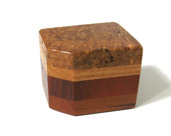 Maple Burl Wood Trinket Box Made of Four woods