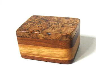 Maple Burl Wood Trinket Box Made Of Three woods