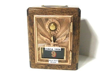 Flying Eagle Post Office Box Bank With 1906 Door and a Bevel Glass Window