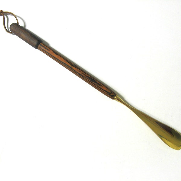 Shoe Horn Long Reach Made Of Bacote And Walnut Wood HD