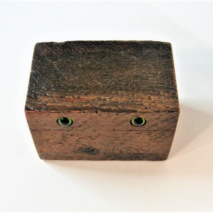 Barn Wood Creature Treasure Box With Green Feline Eyes image 3