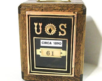 Post Office Door Bank Bevel Glass and Two Keys Circa 1890