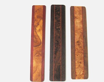 Exotic Burl Wood Bookmark Set: Maple and Redwood