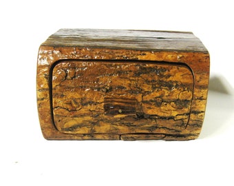 Antique Barn Wood Hand Cut Beam Treasure Box With Secret Compartment