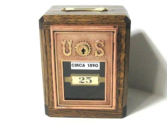 Post Office Box Bank 1890 Door With Two Keys and Glass awindow