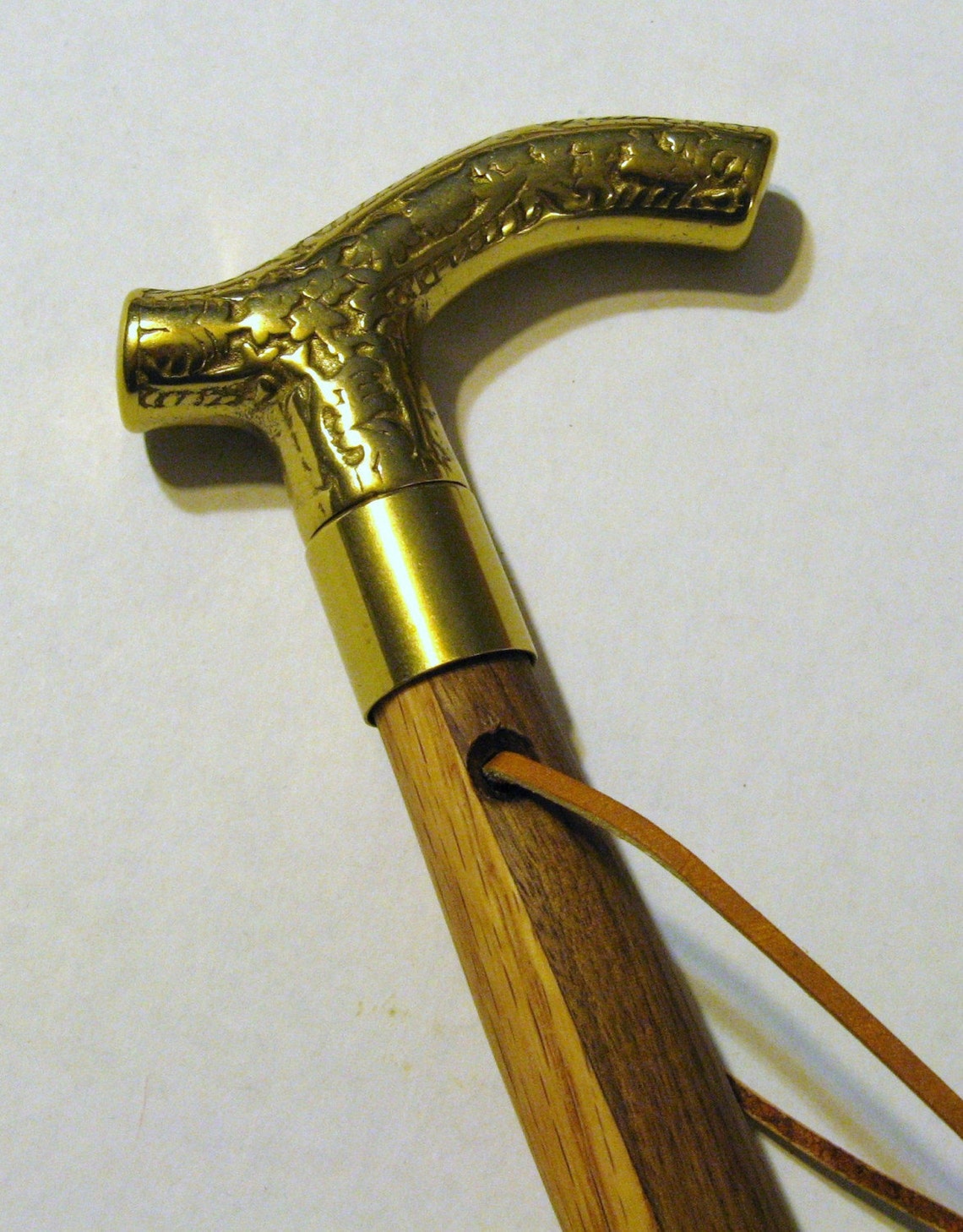 Walking Stick Made Of Oak And Walnut Wood Etsy