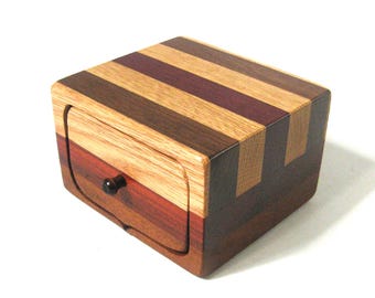 Puzzle Treasure Box with A Secret Drawer Made of Five Woods