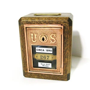 Oak Post Office Box Bank: 1890 Corbin Door with Bevel Glass