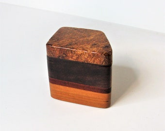 Maple Burl Wood Trinket Box Made Of Four woods