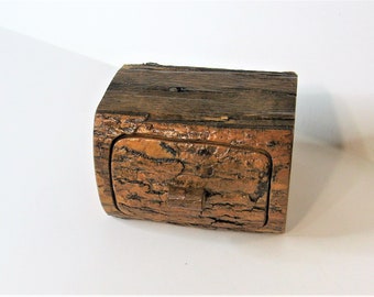 Barn Wood Hand Cut Beam Treasure Box With Secret Compartment