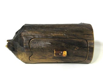 Large Beaver Log Treasure Box with Secret Compartment