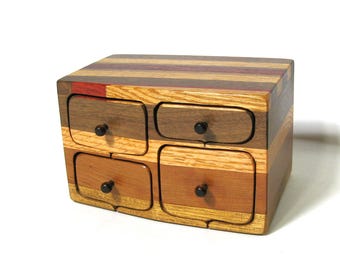 Treasure Chest Made Of Five Woods And Secret Drawer