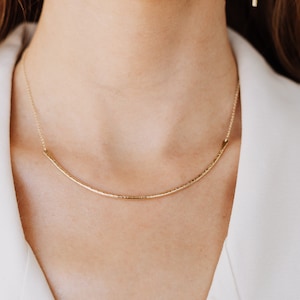 Gold Collar Necklace, Curved Bar Choker, Everyday Necklace, Rose Gold Collar, Sterling Silver, Under 50 - Contour ( As Seen On Arrow )