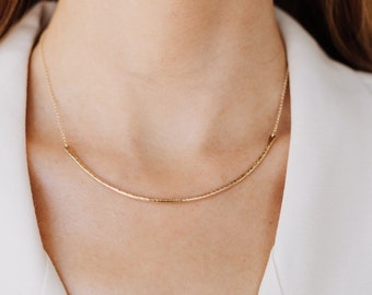 Gold Collar Necklace, Curved Bar Choker, Everyday Necklace, Rose Gold Collar, Sterling Silver, Under 50 - Contour ( As Seen On Arrow )