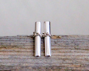 Gold Bar Studs , Modern Metal Bar Earrings in Gold , Rose Gold , Sterling Silver , Minimalist Stud Post Earrings