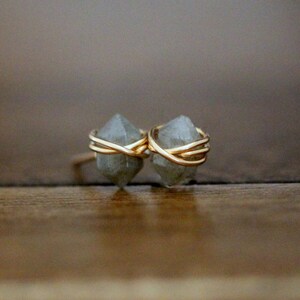 Sterling Silver 14k Gold Plated Half Moon Labradorite Post Stud Earrings Sterling Silver 14k Gold Plated Half Moon Labradorite Post Stud Earrings