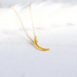 Dainty Crescent Moon Phase Necklace, Lunar Slice Charm Pendant, Choose Metal and Length - Clarise