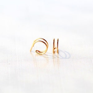 Double Hoop Earrings, 1 Single Piercing Huggie Hoops, 14k Gold Filled, Rose, 925 Sterling Silver, Small Minimal Gifts Sidekick image 7