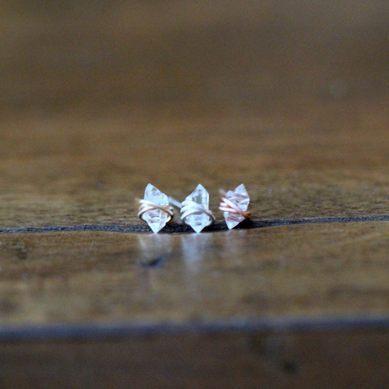 Herkimer Diamond Studs Stud Earrings Minimalist Post April Birthstone 14K Gold Filled Rose Sterling Silver Seen On The Small Things Blog image 10