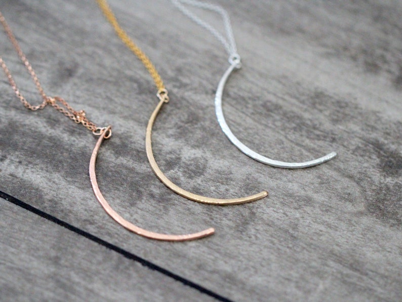 Crescent Moon Necklace , Moon Phase Pendant , Layering Necklace Gold , Rose Gold , Sterling Silver , Celestial Jewelry Gifts Lupin image 8