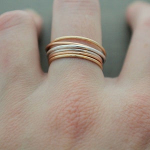 Thin Stacking Adjustable Rings , Stackable Midi In Sterling Silver , 14K Gold Filled & 14K Rose Gold Filled image 4