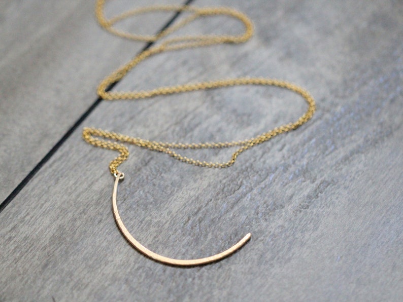 Crescent Moon Necklace , Moon Phase Pendant , Layering Necklace Gold , Rose Gold , Sterling Silver , Celestial Jewelry Gifts Lupin image 3