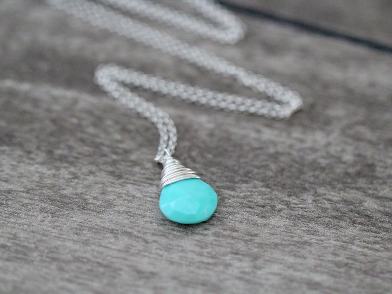 Turquoise Pendant Necklace, Dainty Gold Turquoise Necklace, December Birthstone Jewelry, Rose Gold, Sterling Silver, Genuine Turquoise image 7