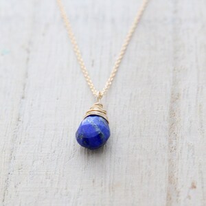 Lapis Lazuli Necklace , Gold Layering Simple Pendant , Rose Gold , Silver , Navy Blue Teardrop Gemstone , Minimalist Gifts For Women image 6