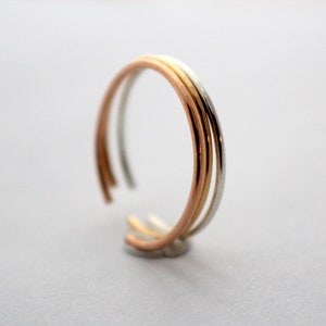 Thin Stacking Adjustable Rings , Stackable Midi In Sterling Silver , 14K Gold Filled & 14K Rose Gold Filled image 3