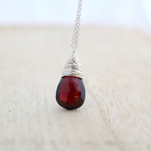 Garnet Pendant Necklace, Gold Garnet Solitaire, Sterling Silver Garnet, January Birthstone, Rose Gold, Gifts For Women