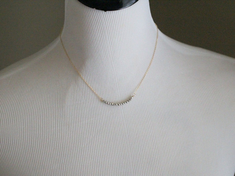 Pyrite Beaded Bar Necklace Dainty Layering Gemstone Necklace - Etsy