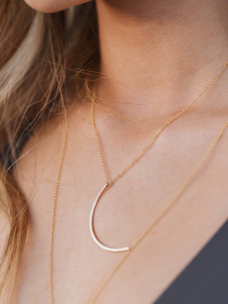 Crescent Moon Necklace , Moon Phase Pendant , Layering Necklace Gold , Rose Gold , Sterling Silver , Celestial Jewelry Gifts Lupin image 2