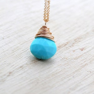 Turquoise Pendant Necklace, Dainty Gold Turquoise Necklace, December Birthstone Jewelry, Rose Gold, Sterling Silver, Genuine Turquoise image 8