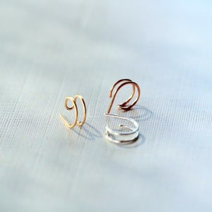 Double Hoop Earrings, 1 Single Piercing Huggie Hoops, 14k Gold Filled, Rose, 925 Sterling Silver, Small Minimal Gifts Sidekick image 5